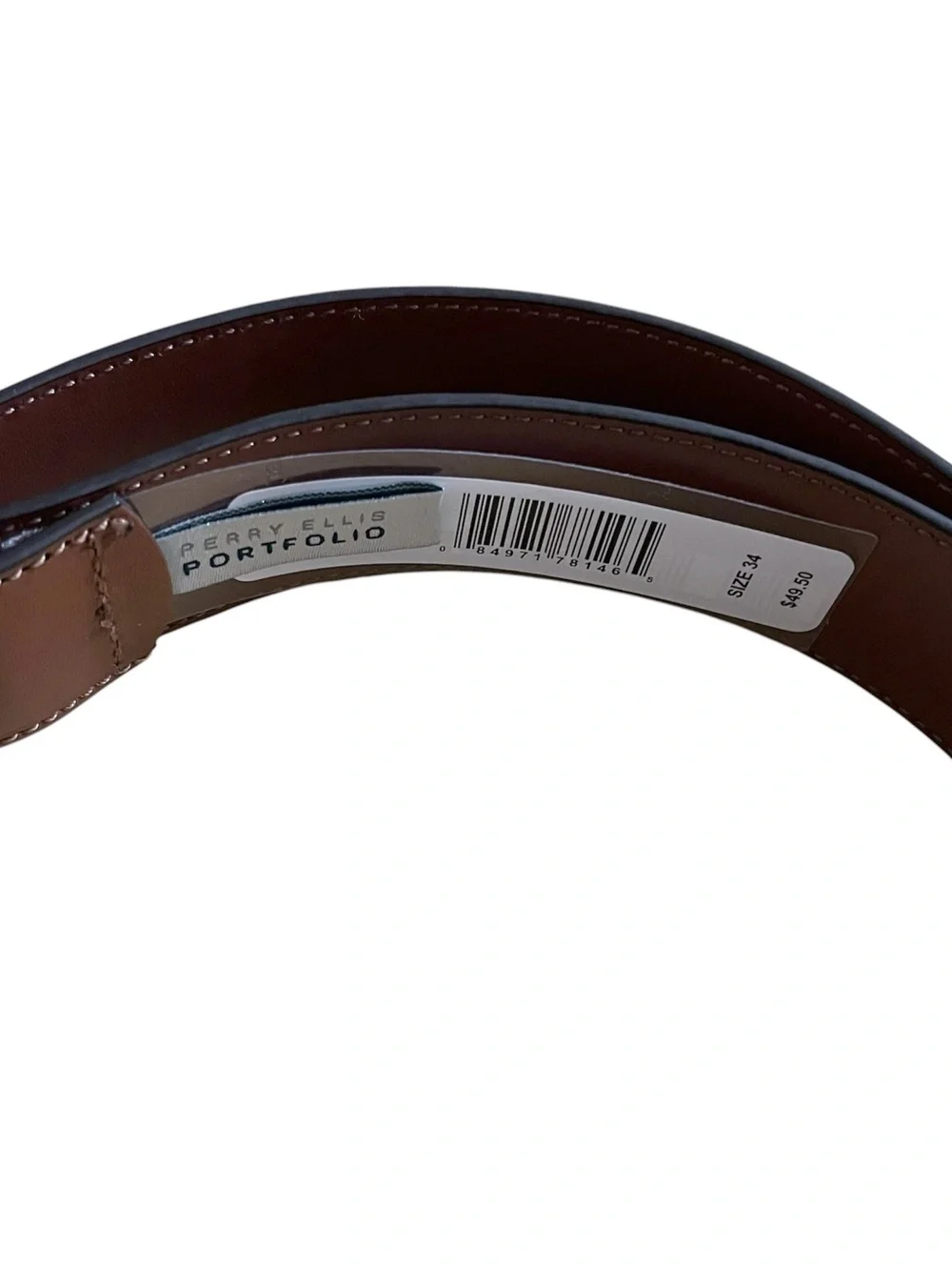 Perry Ellis Portfolio Men’s Brown Leather Belt - Size 34